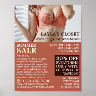 Female Lingerie, Women's Clothing Store Advert Poster
