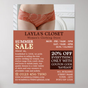 Female Lingerie, Women's Clothing Store Advert Poster