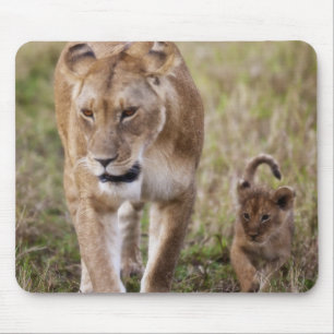 Female Lion with Cub Mouse Pad