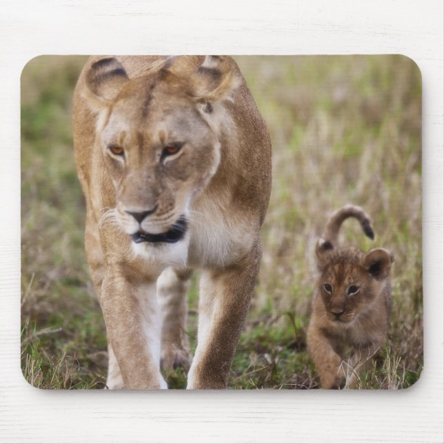 Female Lion with Cub Mouse Pad (Front)