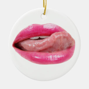 Female lips ceramic ornament