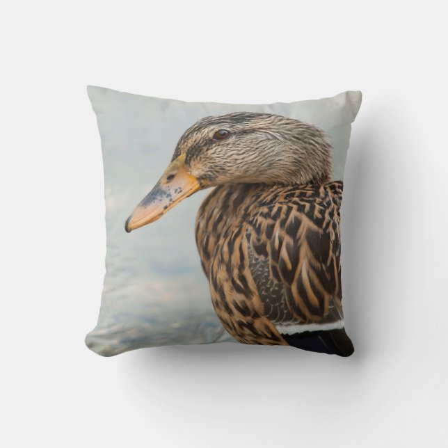 Female Mallard Duck Portrait Cushion (Front)