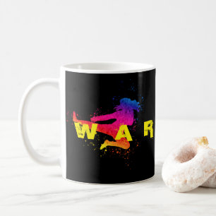 Female Martial Arts, High Kick, Paint Splash Coffee Mug