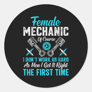 Female Mechanic Classic Round Sticker
