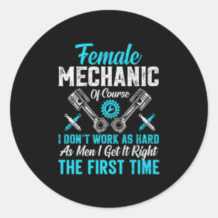 Female Mechanic Classic Round Sticker