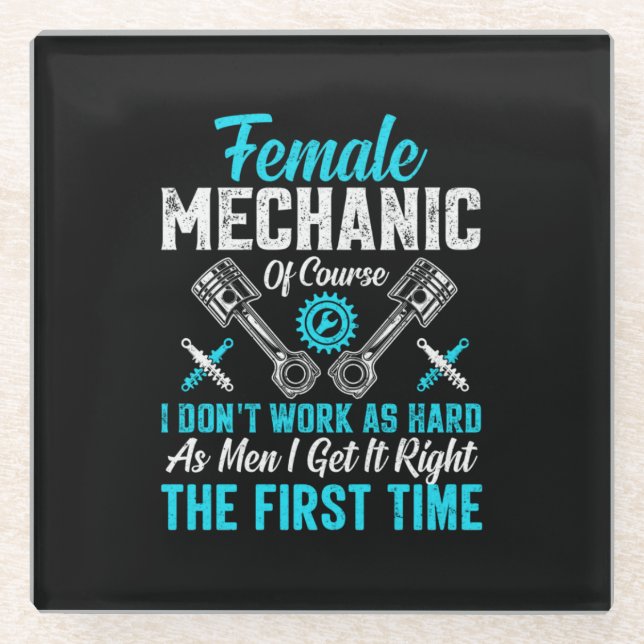 Female Mechanic Glass Coaster (Front)