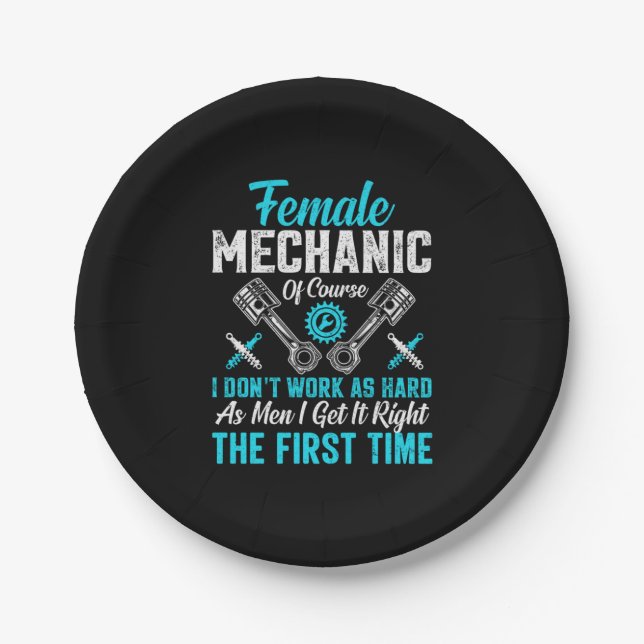 Female Mechanic Paper Plate (Front)