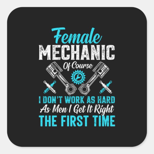 Female Mechanic Square Sticker (Front)