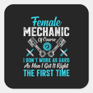 Female Mechanic Square Sticker