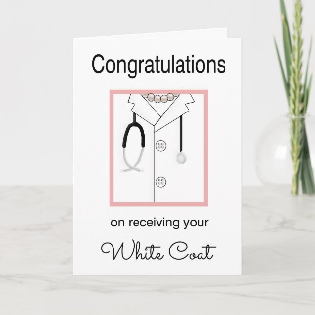 Female Medical White Coat Congratulations Card (Front)