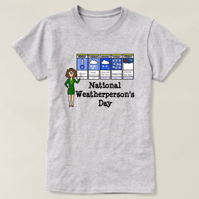 Female Meteorologist Weather Forecast T-Shirt (Design Front)