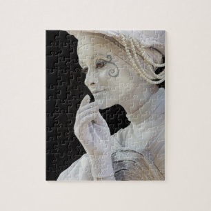 Female mime performing on street corner jigsaw puzzle