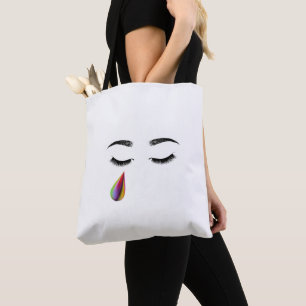 Female Minimalistic Face Crying Rainbow Tears Bag
