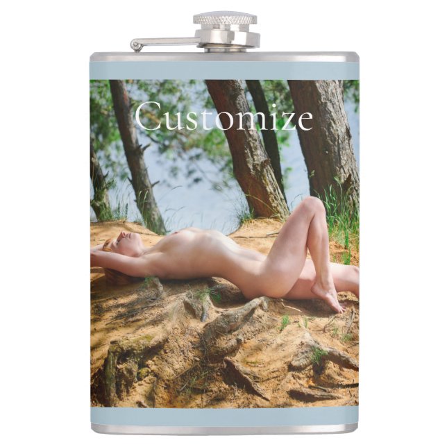Female Model Sunbathing Thunder_Cove  Hip Flask (Front)