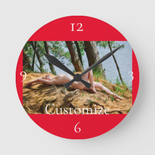 Female Model Sunbathing Thunder_Cove  Round Clock