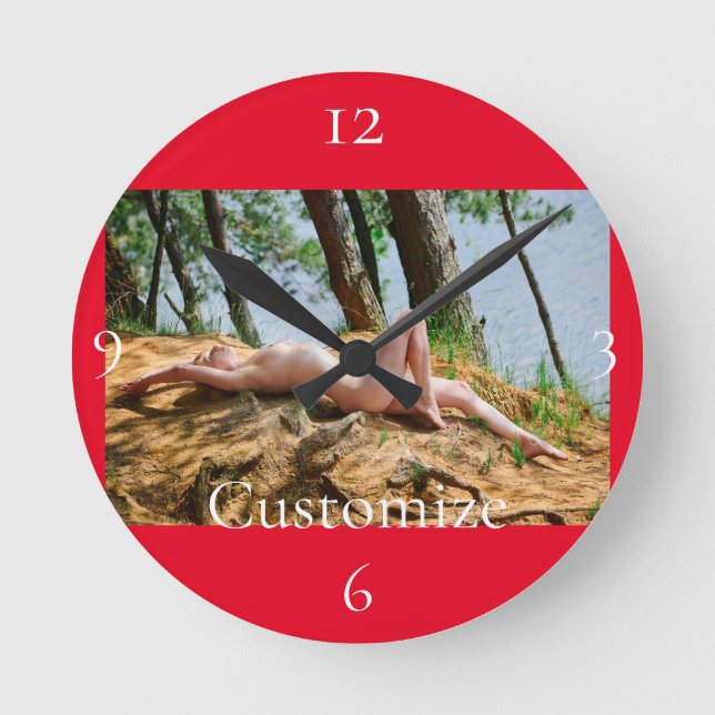 Female Model Sunbathing Thunder_Cove  Round Clock (Front)