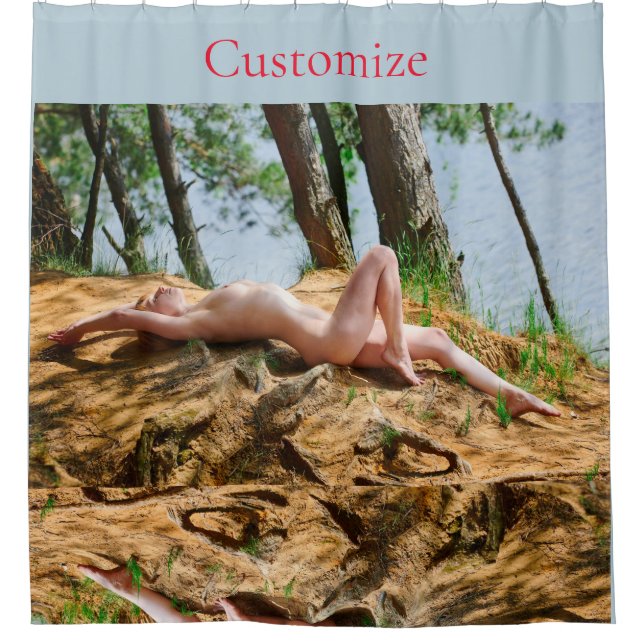 Female Model Sunbathing Thunder_Cove  Shower Curtain (Front)