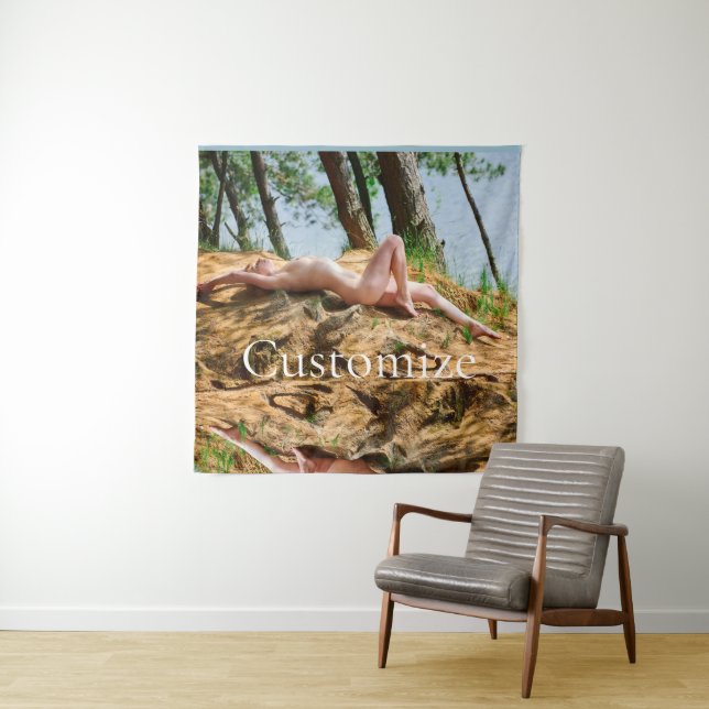 Female Model Sunbathing Thunder_Cove  Tapestry (In Situ)