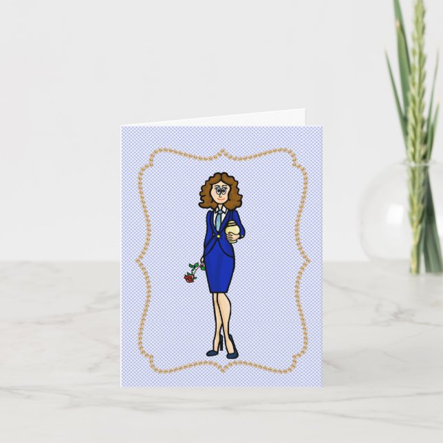 Female Mortician With Urn Greeting Card (Front)