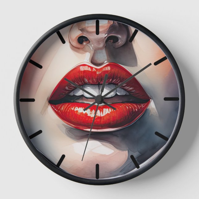 Female Mouth with Red Lips Clock (Front)