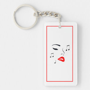 Female Music Face Key Ring