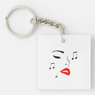 Female Music Face Key Ring