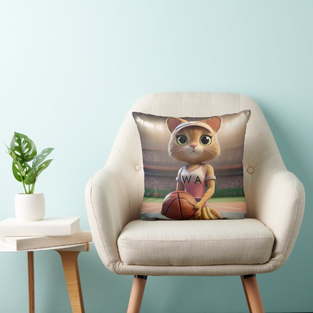 Female Netball Cat,  Cushion (Chair)