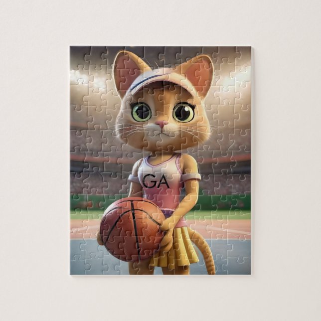 Female Netball Cat,  Jigsaw Puzzle (Vertical)