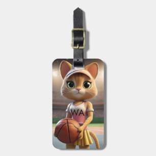 Female Netball Cat, Luggage Tag