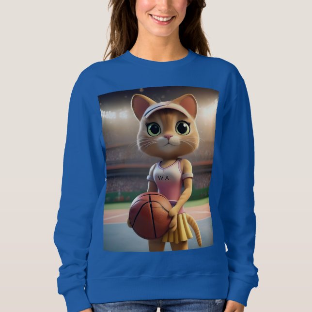 Female Netball Cat, Sweatshirt (Front)