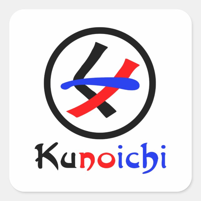 Female Ninja Kunoichi くノ一 Square Sticker (Front)