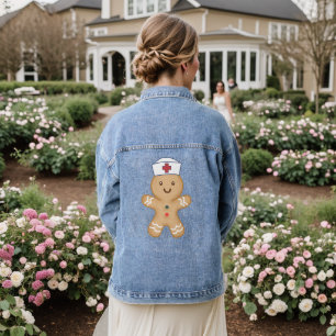 Female Nurse Day Mum Appreciation Red Cross Cookie Denim Jacket