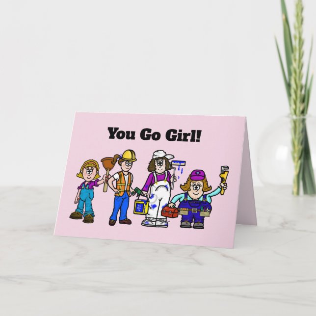 Female or Women Workers Labour Day Card (Front)