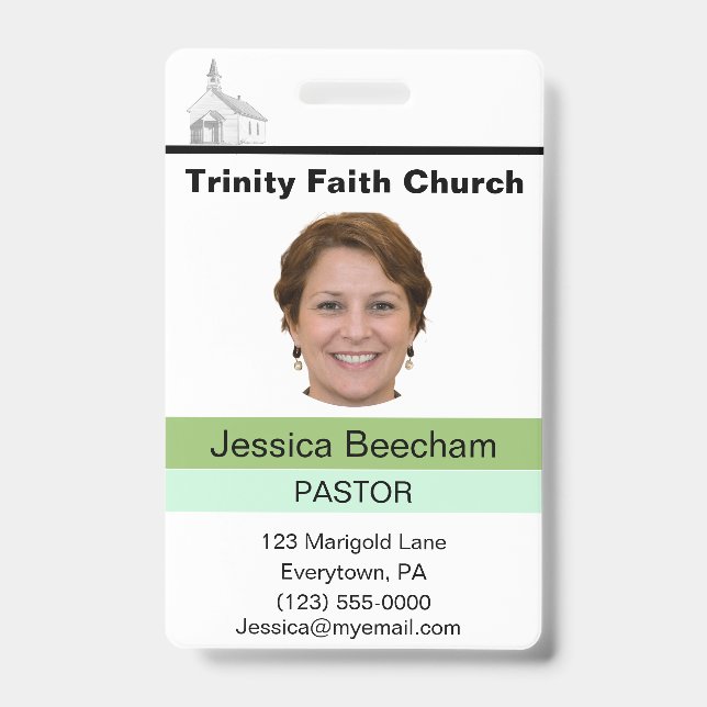 Female Pastor Custom ID Badge (Front)