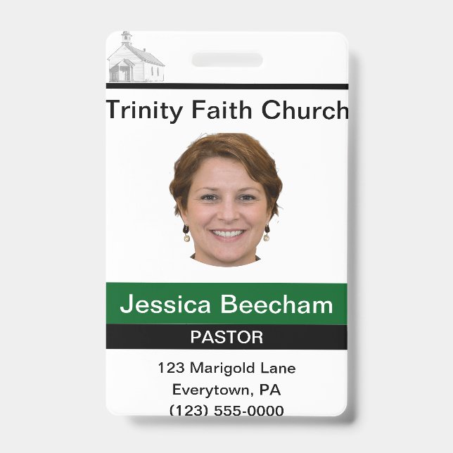 Female Pastor Custom ID Badge (Front)