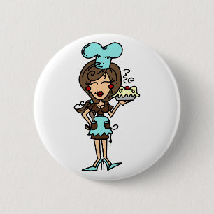 Female Pastry Chef - Brunette T-shirts and Gifts 6 Cm Round Badge
