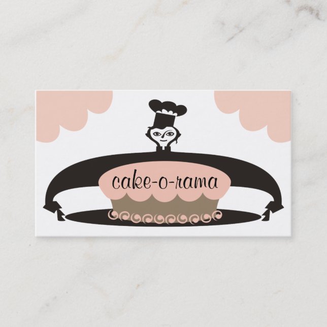 Female pastry chef serving frosted cake biz cards (Front)