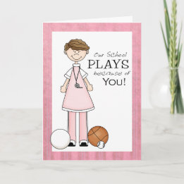 Female PE Teacher Thank You Card