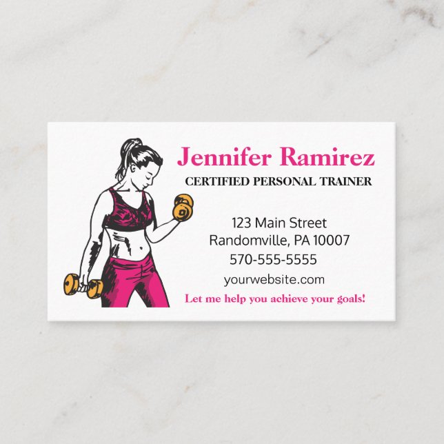 Female Personal Trainer Business Card (Front)