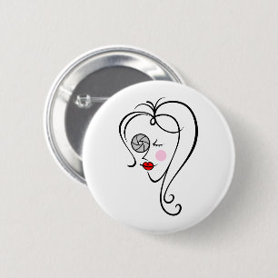 Female photographer 6 cm round badge