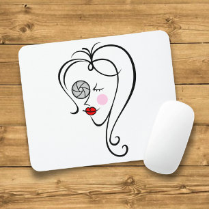 Female photographer mouse pad