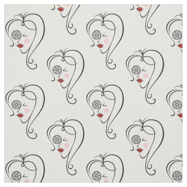 Female Photographer Pattern Fabric (Swatch)