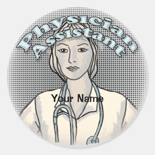 Female Physician Assistant Classic Round Sticker (Front)