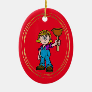 Female Plumber Christmas Ornament