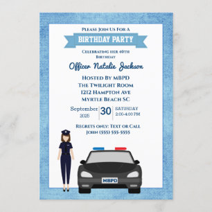 Female Police Officer Birthday Party Invitation