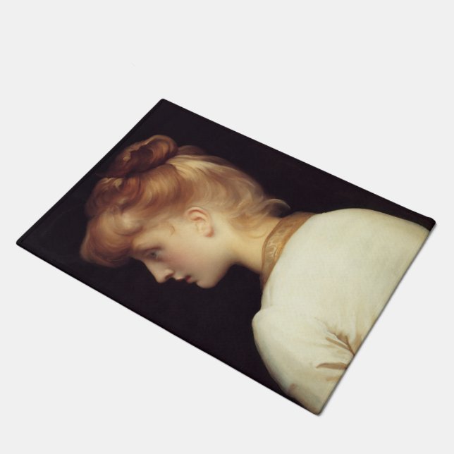 Female Portrait From Behind (by Frederic Leighton) Doormat (Angled)