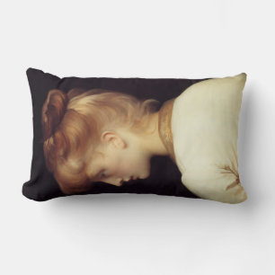 Female Portrait From Behind (by Frederic Leighton) Lumbar Cushion