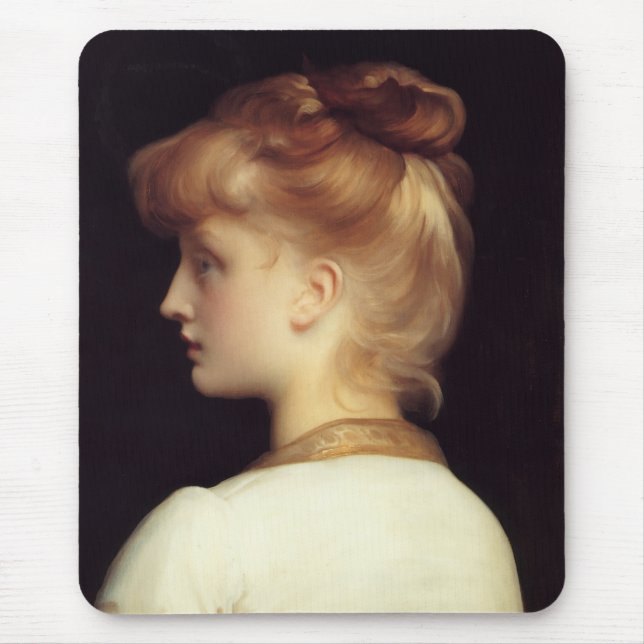 Female Portrait From Behind (by Frederic Leighton) Mouse Pad (Front)