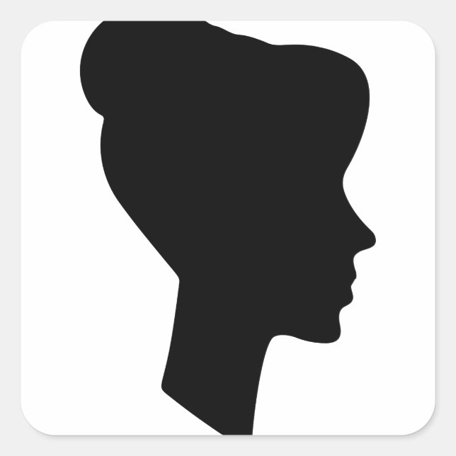 Female Profile Silhouette Square Sticker (Front)