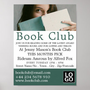 Female Reader, Book Club Advertising Poster